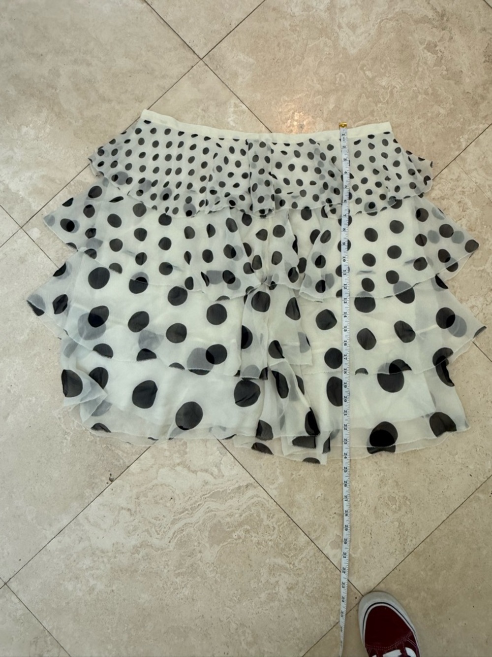 Liz Claiborne NWT White Black Polka Dot Tiered Ruffle Chiffon Skirt - Picture 4 of 7